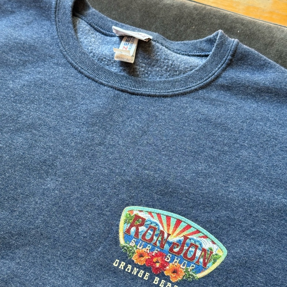 Ron Jon Blue Sweatshirt with Floral Logo